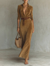 Avelyn™ Célianne | Chic Suede Maxi Dress