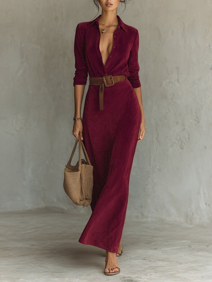 Avelyn™ Célianne | Chic Suede Maxi Dress