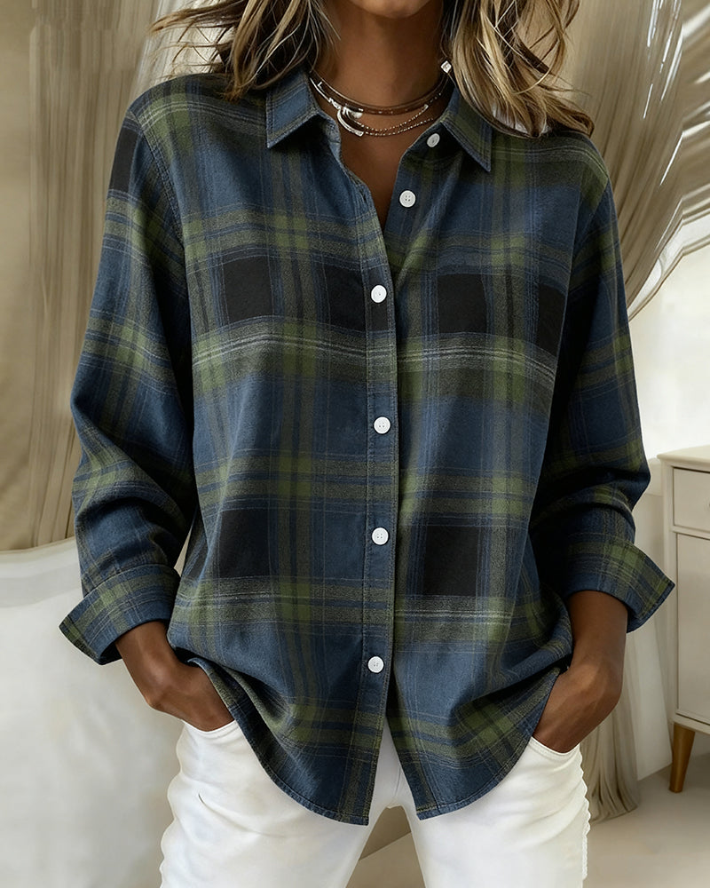 Daisy™ | Shirt with Check Pattern and Notched Collar