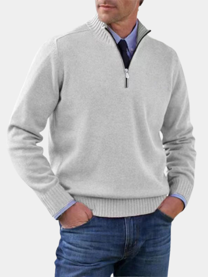 AVELYN LONDON™ | Elegant Mid-Zip Men's Jumper
