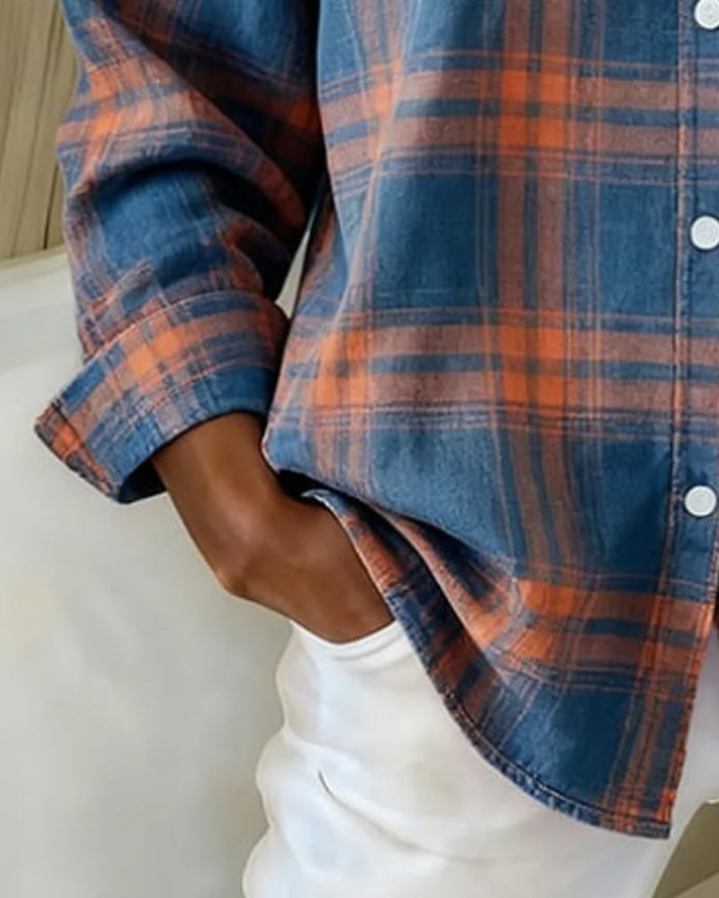 Daisy™ | Shirt with Check Pattern and Notched Collar