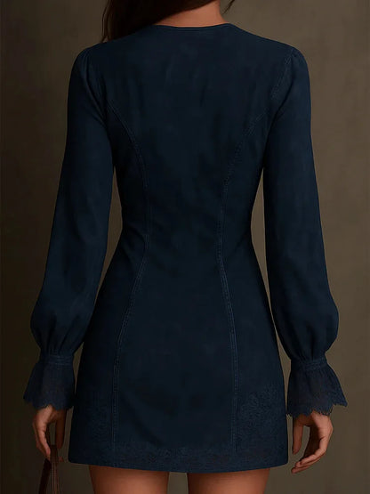 Avelyn™ | Aurora Suede Mini Dress with Lace