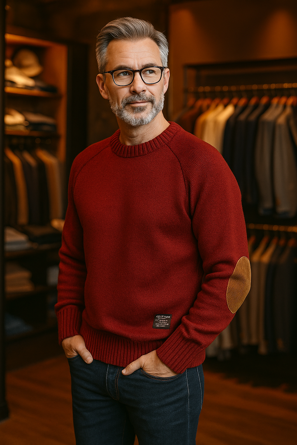 Henry | Heritage Wool Sweater with Suede Elbow Patches