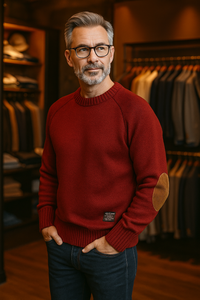 Henry | Heritage Wool Sweater with Suede Elbow Patches