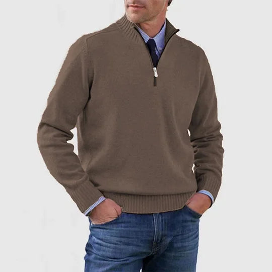 AVELYN LONDON™ | Elegant Mid-Zip Men's Jumper