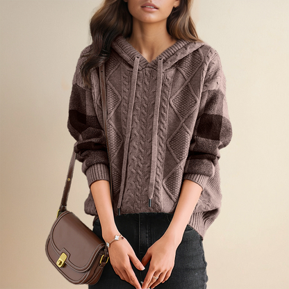 June | Emily | Cable Knit Hoodie Sweater