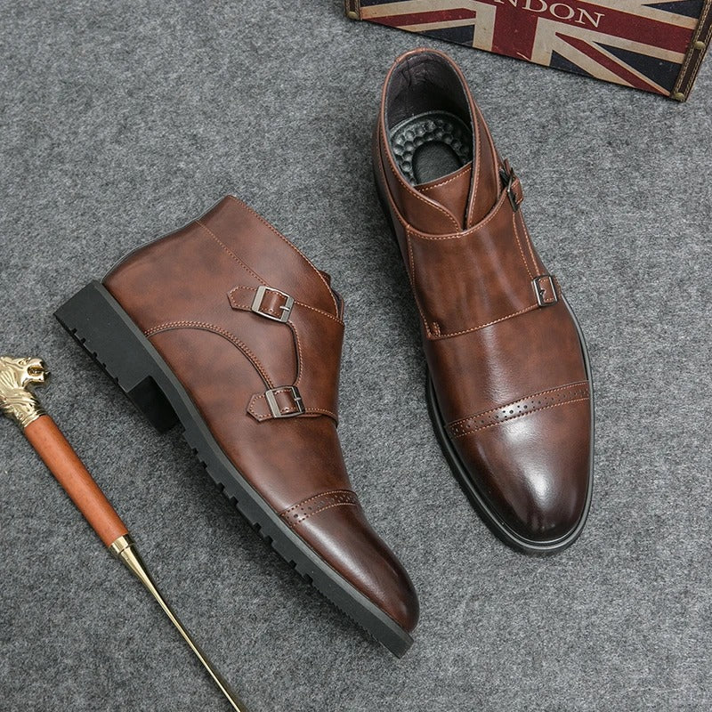 Parker | Double Buckle Synthetic Leather Boots