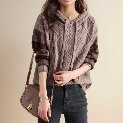 June | Emily | Cable Knit Hoodie Sweater