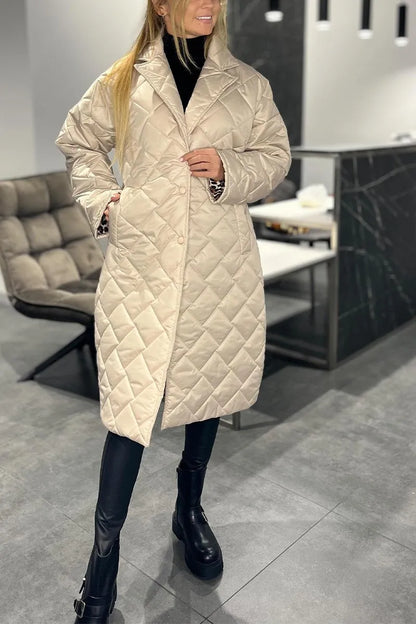 Beata | Reversible Quilted Coat with Leopard Print Lining
