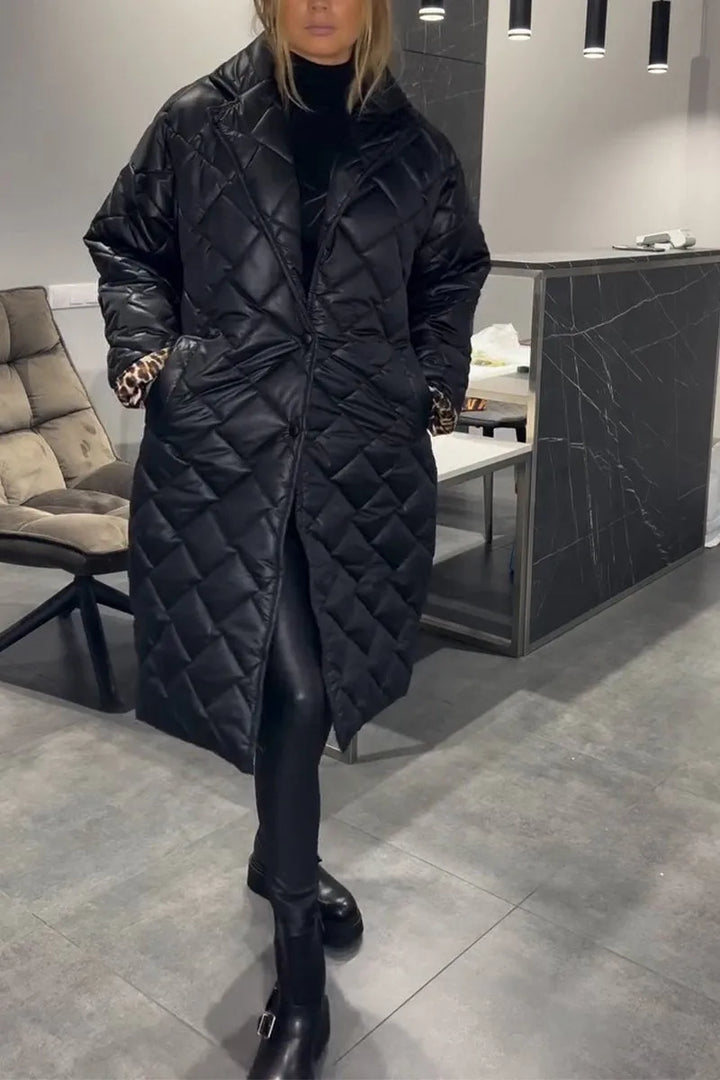 Beata | Reversible Quilted Coat with Leopard Print Lining