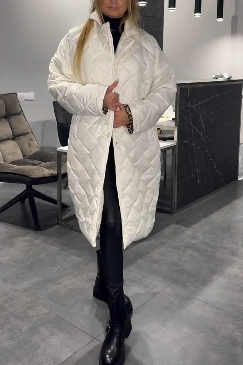 Beata | Reversible Quilted Coat with Leopard Print Lining