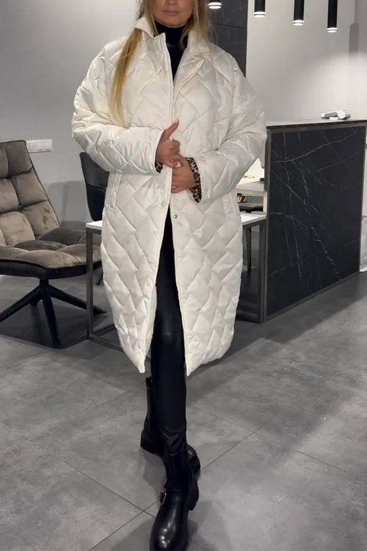 Beata | Reversible Quilted Coat with Leopard Print Lining