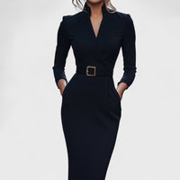 Avelyn™ | Mandarin Luxe – Maxi dress with belt