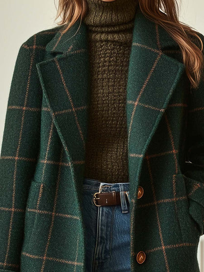 Bożena | Retro Tweed Check Jacket with Collar