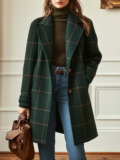 Bożena | Retro Tweed Check Jacket with Collar