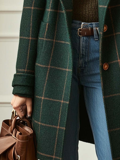 Bożena | Retro Tweed Check Jacket with Collar
