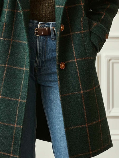 Bożena | Retro Tweed Check Jacket with Collar
