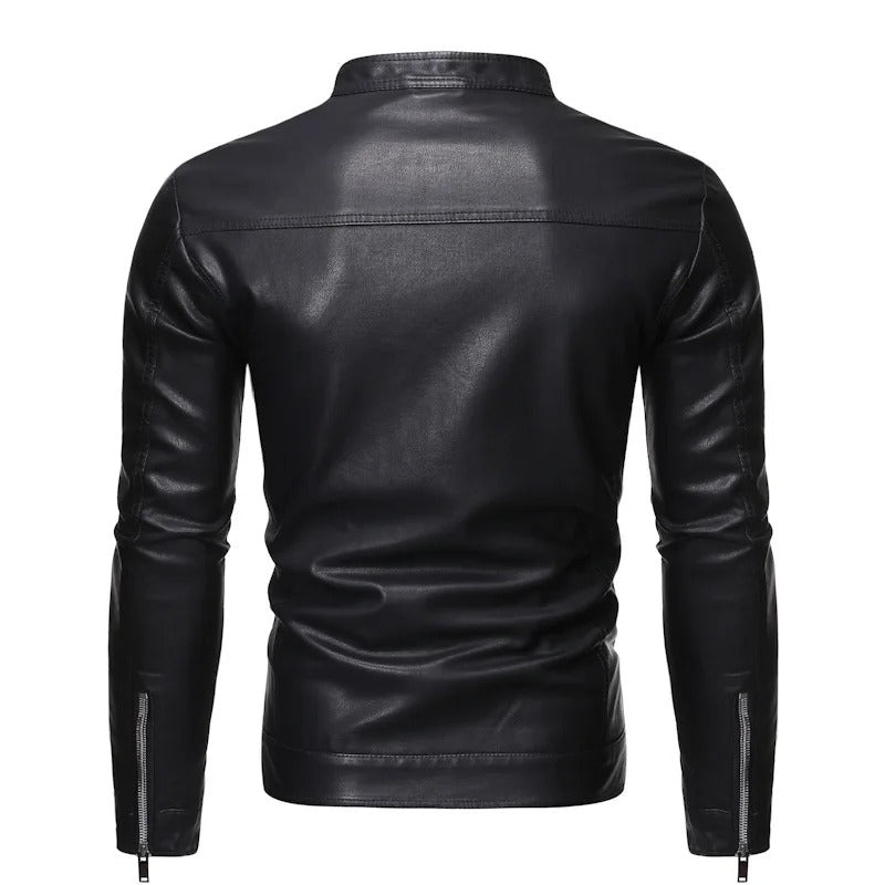 Jacob™ | Leather Jacket with Stand-Up Collar