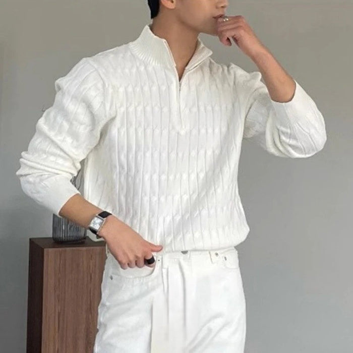 AVELYN LONDON™ | Wavy Half-Zip Sweater
