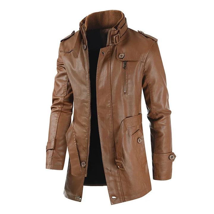 Jack™ | Elegant Long Leather Biker Jacket