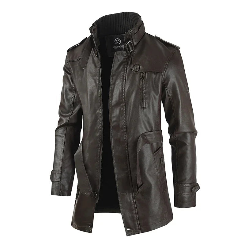 Jack™ | Elegant Long Leather Biker Jacket