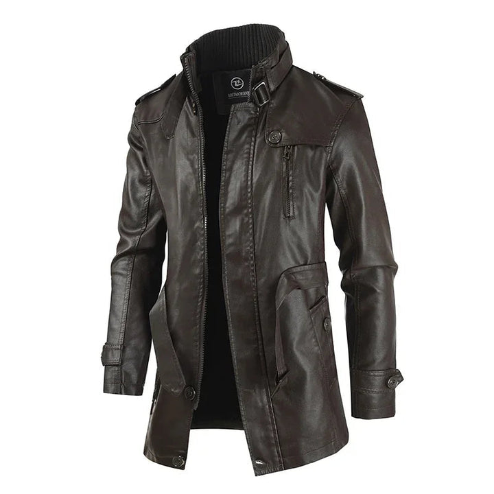 Jack™ | Elegant Long Leather Biker Jacket