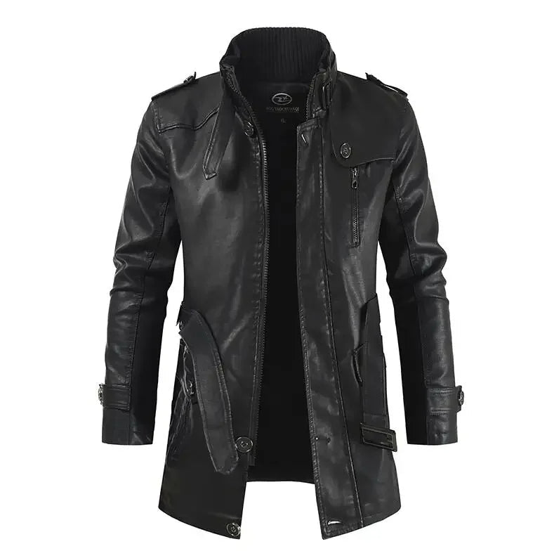 Jack™ | Elegant Long Leather Biker Jacket