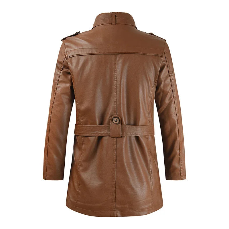 Jack™ | Elegant Long Leather Biker Jacket